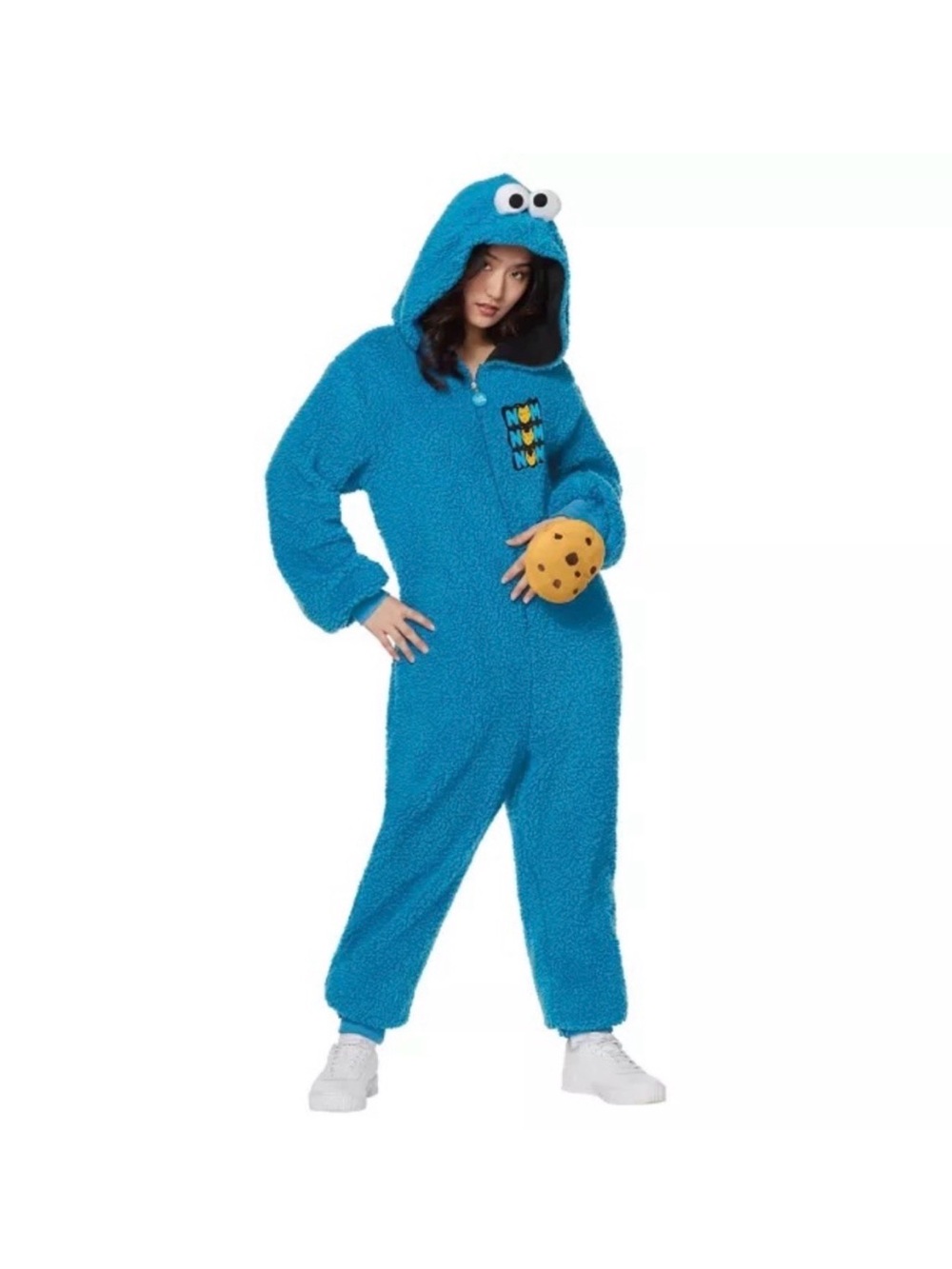 Cookie Monster Spirit Blue Plush Character Onesie with Cookie Accent